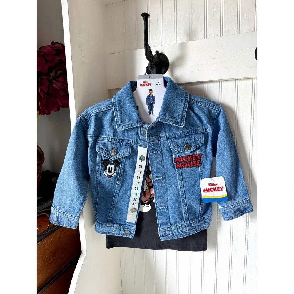 NWT Disney Junior Mickey Mouse Denim Jean Jacket Toddler 3T